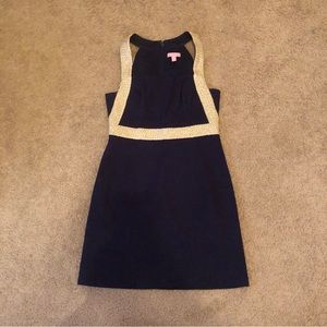 Lilly Pulitzer Navy and Gold Party Dress Women’s 2
